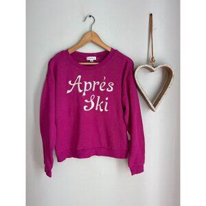 Wildfox Womens APRES SKIT Crew Neck Sweater SMALL in Festival Fuschia Cotton